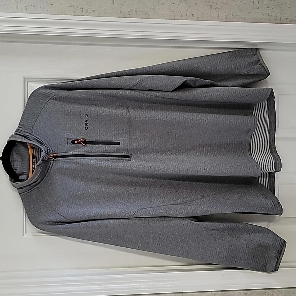 XL Like-new Orvis Gray Men's Zip Athletic Long Sleeve Shirt Fleece Lined - Picture 4 of 9
